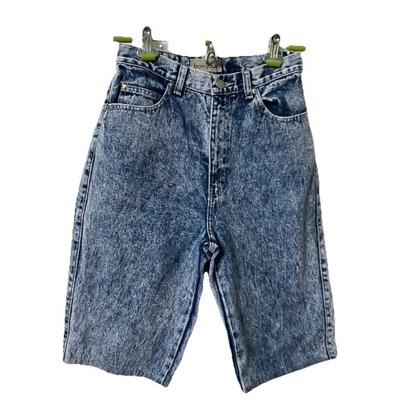 Vintage Bonjour Jean Shorts Womens 6 Acid Wash Long Walking Bermuda Denim Y2K - Picture 1 of 8
